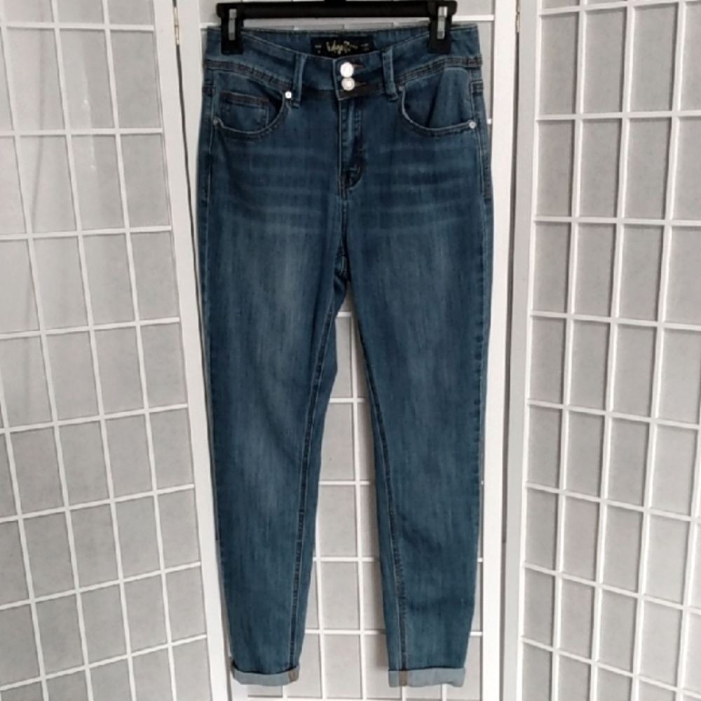 *Indigo Rain Blue Jeans Women's Size 9 Juniors Double Button And Zipfly
